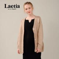 拉夏贝尔Laetia纯色宽松大码开衫针织外套马海毛毛衣911612003