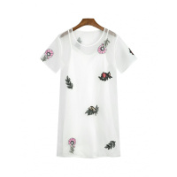 Puella精致绣花圆领短袖两件套连衣裙20010083