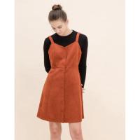 拉夏贝尔v领韩版高腰a字裙法式无袖气质显瘦短款裙子吊带连衣裙30084233_95 棕色 L