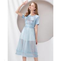 La Babite专柜同款网纱连衣裙套装夏季新款流行短袖T恤吊带裙