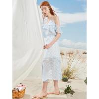 拉贝缇红色连衣裙女装夏季新款很仙的法国小众雪纺碎花吊带桔梗裙子