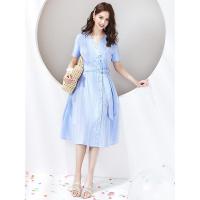 拉贝缇衬衫连衣裙女装复古夏季新款法式桔梗智熏裙子超仙森系