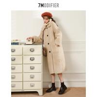7M拉夏贝尔秋冬毛呢外套宽松流行学院风保暖毛呢大衣709D6004