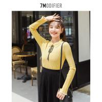 拉夏贝尔针织衫女装2019秋冬新款修身显瘦长袖打底衫套头上衣毛衣