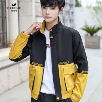 富贵鸟FUGUINIAO 夹克男2019新款外套秋冬季韩版潮流新款拼接工装夹克男修身帅气棒球