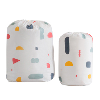 简约印花圆筒棉被束口收纳袋套装