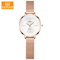 GEMAX/格玛仕 正品防水石英手表 女士时尚品牌精钢编织带腕表