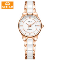 GEMAX/格玛仕 正品防水石英手表 女士时尚品牌钢陶瓷腕表 MX8104