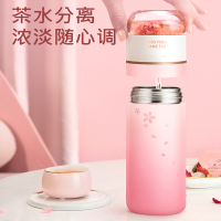 物生物(RELEA)茶水分离泡茶杯双层不锈钢过滤创意女便携随手保温杯水杯子