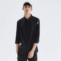 马克华菲夏新款商场同款休闲印花七分袖男士衬衫