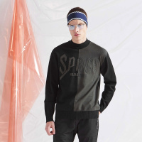 马克华菲个性拼接撞色长袖男士针织衫