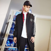 马克华菲男装马克华菲毛呢大衣2017冬装新款潮流绣拼接羊毛厚款修身男式外套