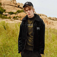 马克华菲男装冬新款纯色毛领短款男士棉衣