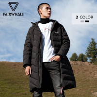 马克华菲撞色外套厚2018秋冬新款时尚潮流中长款连帽羽绒服男