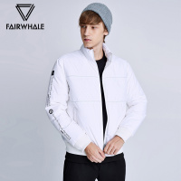 马克华菲羽绒服男士2018秋冬新款休闲字母印花潮流短款鸭绒外套