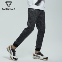 马克华菲休闲裤男士2018冬季潮刺绣保暖针织长裤_2
