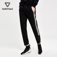 马克华菲休闲裤男2018春秋休闲撞色条纹束脚韩版针织九分裤