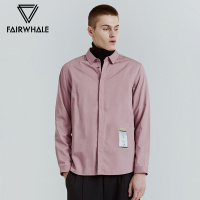 马克华菲衬衫男韩版潮流长袖秋季印花刺绣粉色衬衣男装上衣潮_1