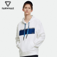 马克华菲卫衣男士2019秋季新款宽松撞色印花连帽套头上衣