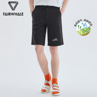 马克华菲休闲短裤男潮夏季新款薄直筒宽松黑色运动抽绳五分裤
