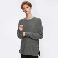 商场同款马克华菲19秋新款男式针织衫简约质感侧边系带休闲上衣_1