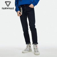 马克华菲牛仔裤男2019秋季新款蓝色刺绣弹力基础修身长裤_1