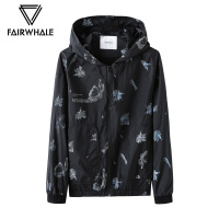 商场同款马克华菲夹克男士2019春新款温感立体印花连帽外套