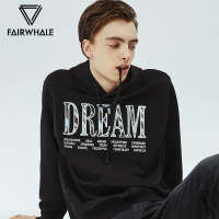 商场同款马克华菲卫衣男士2019春新款时尚字母印花刺绣连帽上衣