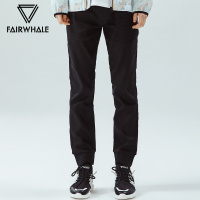 商场同款马克华菲休闲裤男2019春新款潮流撞色印花拼接束脚长裤