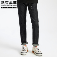 马克华菲牛仔裤男士2020春季新款休闲潮流简约黑色修身小脚长裤