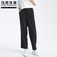 马克华菲休闲裤男士2020春季新款时尚潮流日系条纹宽松黑色休闲裤