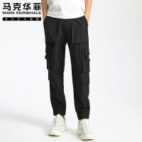 马克华菲休闲裤男2020春季新款潮流装饰织带简约工装束脚九分裤