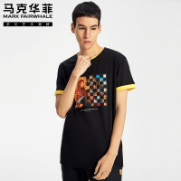 马克华菲短袖T恤男 2020春季新款内搭潮流印花小衫圆领男士打底衫