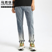 马克华菲牛仔裤男2020春季新款韩版ins潮流字母印花修身小脚长裤