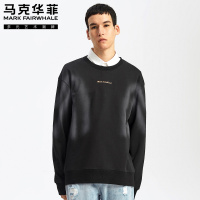 马克华菲卫衣男装2020春季新款潮流字母刺绣黑色宽松长袖套头上衣