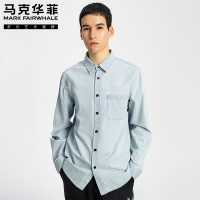 马克华菲长袖衬衫男士2020春季新款潮流字母印花纯棉牛仔内搭衬衣