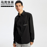 马克华菲2020春季新款长袖衬衫男士韩版潮流印花清新内搭衬衣