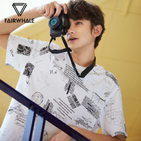 马克华菲短袖T恤男士2019夏季新款潮流复古撞色印花全棉圆领上衣