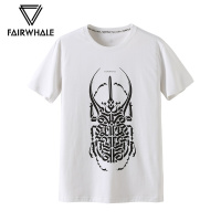 商场同款马克华菲短袖T恤男装2019夏新款撞色机械甲虫印花上衣