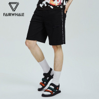 商场同款马克华菲牛仔裤男士2019夏新款潮流破洞黑色休闲五分裤