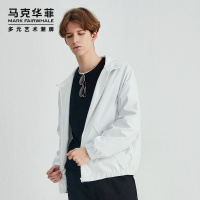 B马克华菲夹克男秋新款潮流撞色字母印花休闲简约百搭立领外套