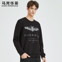 B马克华菲卫衣男装2019冬季新款韩版潮流印花基础圆领黑色套头衫