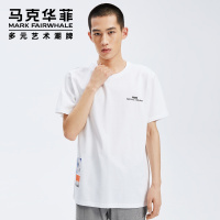 马克华菲短袖T恤男2020夏季新款时尚简约动物字母印花白色上衣