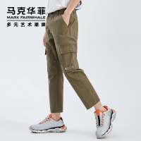 马克华菲休闲裤潮牌男2020年夏季新款多口袋直筒休闲九分工装裤