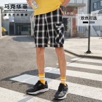 马克华菲休闲短裤男士2020夏季新款时尚复古格子帅气工装五分裤