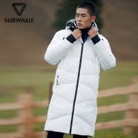 马克华菲中长款羽绒服男撞色印花潮冬季连帽羽绒外套上衣_1