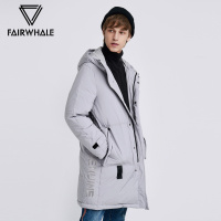 马克华菲连帽冬外套秋冬保暖时尚撞色潮流中长款羽绒服男_1