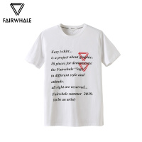 商场同款马克华菲短袖T恤男装2019夏新款简约字母印花全棉上装