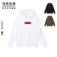 马克华菲卫衣男潮嘻哈 宽松春秋新款撞色字母ins连帽上衣