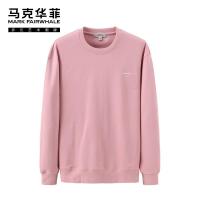 商场同款马克华菲卫衣男2020春季新款潮流字母印花粉色圆领上衣